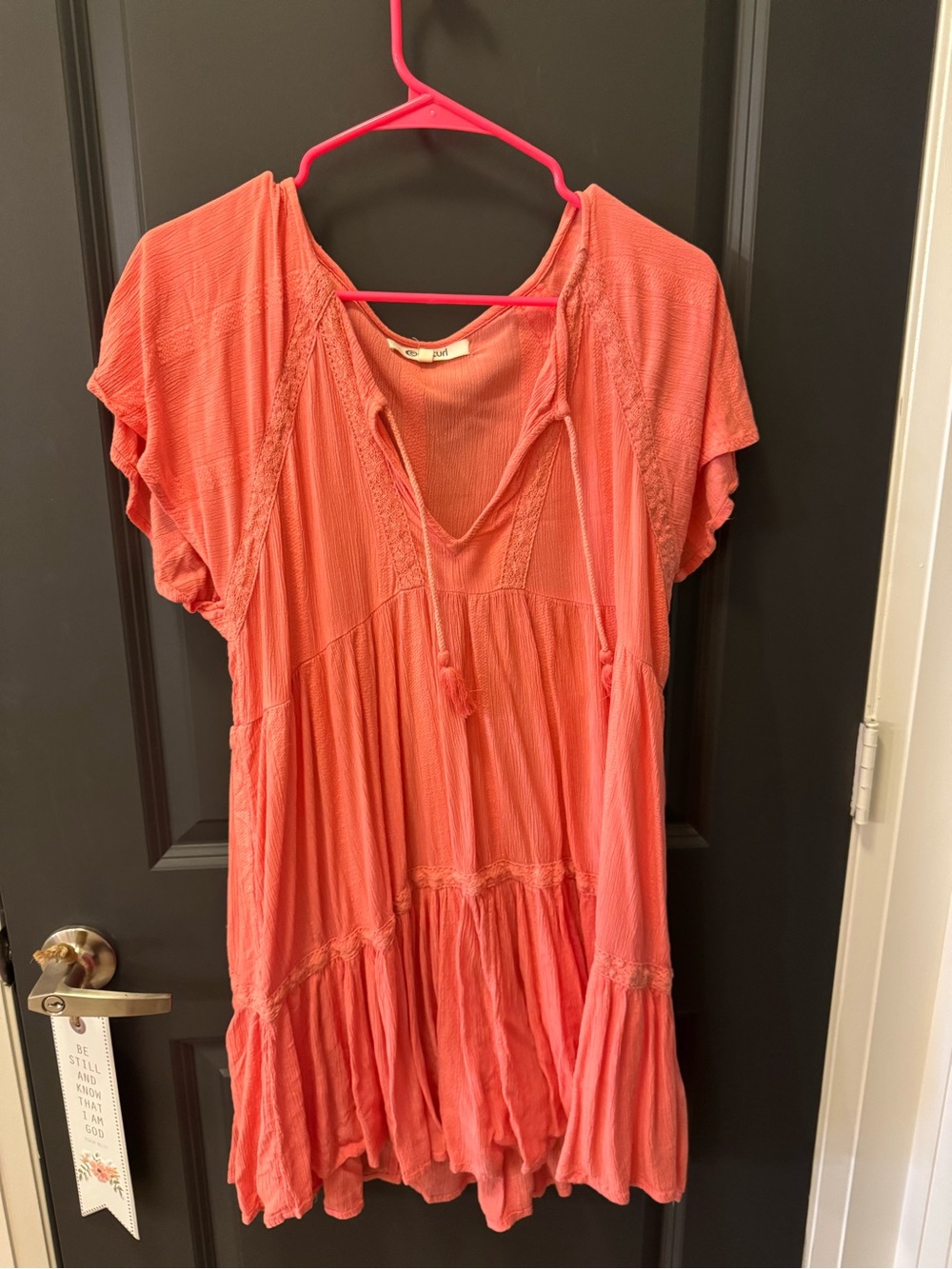 Rip Curl Coral Tie-Front Mini Dress